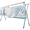 Vikaqi Clothes Drying Rack 95 Inches Folding Outdoor Indoor, Drying Rack Clothing Collapsible, Foldable Laundry Drying Rack, Heavy Duty Stainless Steel Clothesline, 20 Hooks 12 Clips