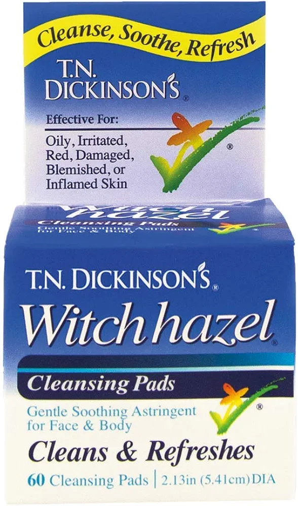 Witch Hazel Cleansing Pads de TN Dickinson, 60 Pads - Dickinson marcas