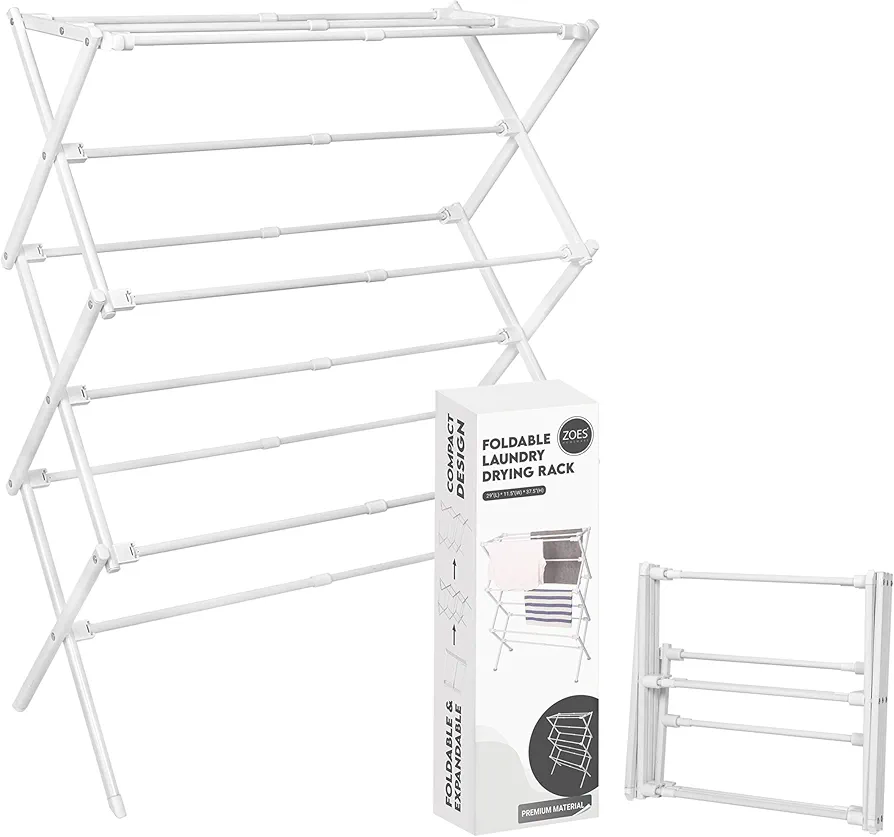 2024 Enhanced Clothes Drying Rack | Foldable Drying Rack Clothing for Laundry | Small Collapsible Portable Dryers for Laundry | Use for Indoor & Outdoor | White 37.5"x29"x12"