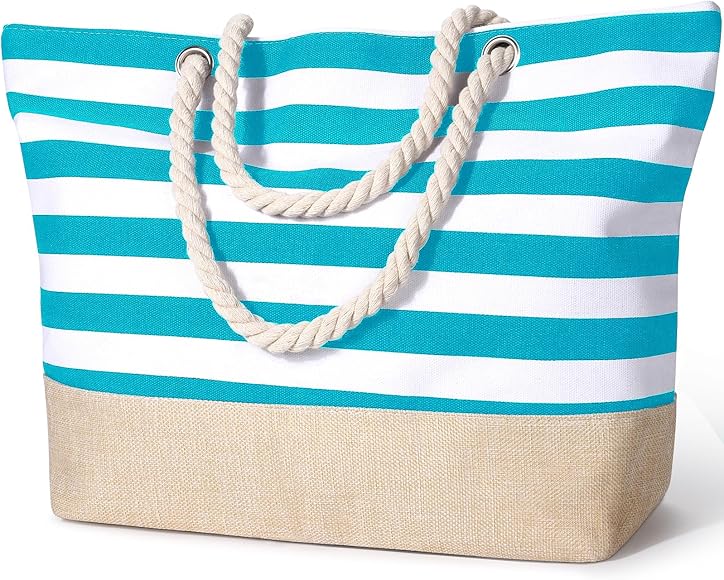 Januts Bolsa de Playa Mujer Grande con Cremallera Bolsos Tote Bag de Playa Impermeable Bolso de Mano Bolso Playa Shopper Bolsa de Hombro para Playa Viajes Compras Escuela Trabajo