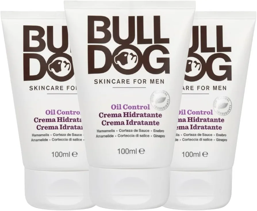 BULLDOG Pack de 3 Cremas Hidratantes Anti-Grasa para Hombres, 3 x 100 ml