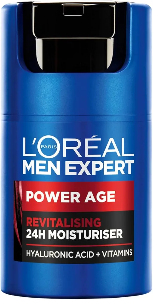 L'Oréal Crema hidratante para hombre, Antiarrugas y antienvejecimiento, Con ácido hialurónico hidratante para el envejecimiento, Para pieles secas y apagadas, Men Expert Power Age, 50ml