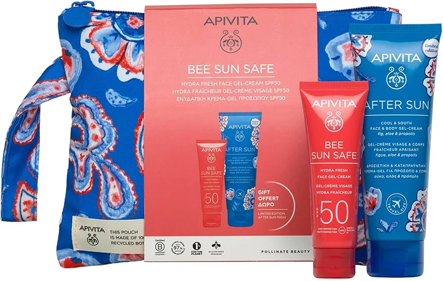 Apivita Bee Sun Safe - Cofanetto Dry Touch Invisible Fluid Protezione Viso SPF50