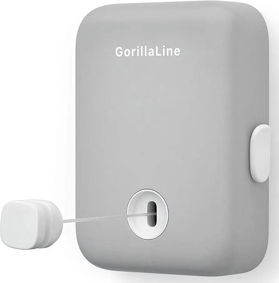 GorillaLine - Retractable Clothesline Indoor Outdoor Clothes Line | Heavy Duty Clothes Drying Laundry Line | Wall Mounted Drying Rack Clothing Line | Retracting Hanging | Features Secure Lock System