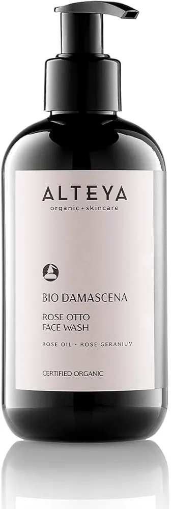 Alteya Organics Limpiador Facial Certificado Orgánico USDA Cuidado de la piel 250 ml Damascena Limpiador Facial Galardonado con aceite de Rosa Búlgara Orgánica Purificante, Calmante y Embellecedor