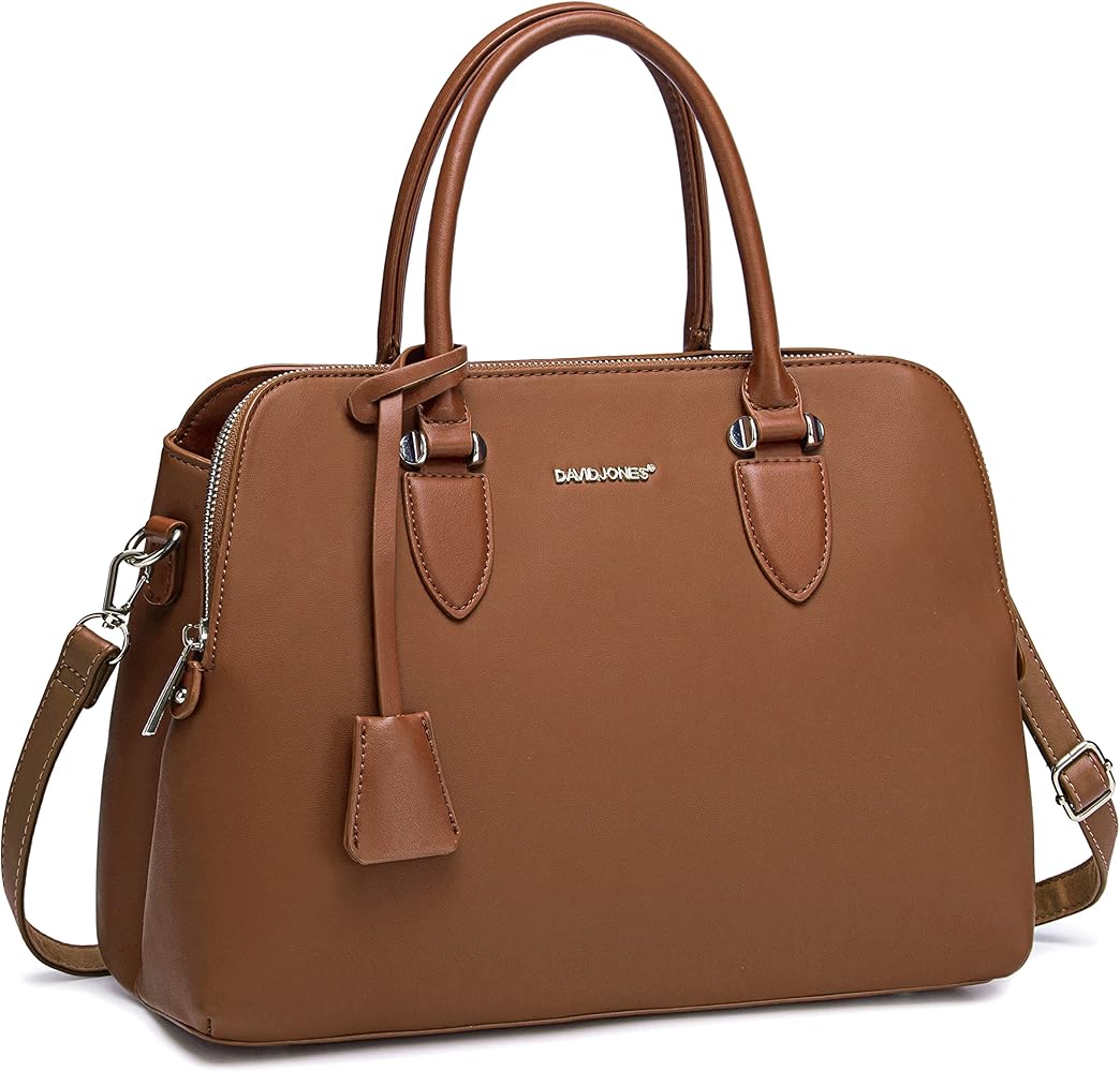 David Jones - Bolso de Mano Bugatti Mujer - Señora Tote Bag Cuero Genuino PU - Bolso de Hombro Bandolera Múltiples Bolsillos Cremallera - Shopper Asas Piel Trabajo Diario Elegante Moda - Marrón Camel