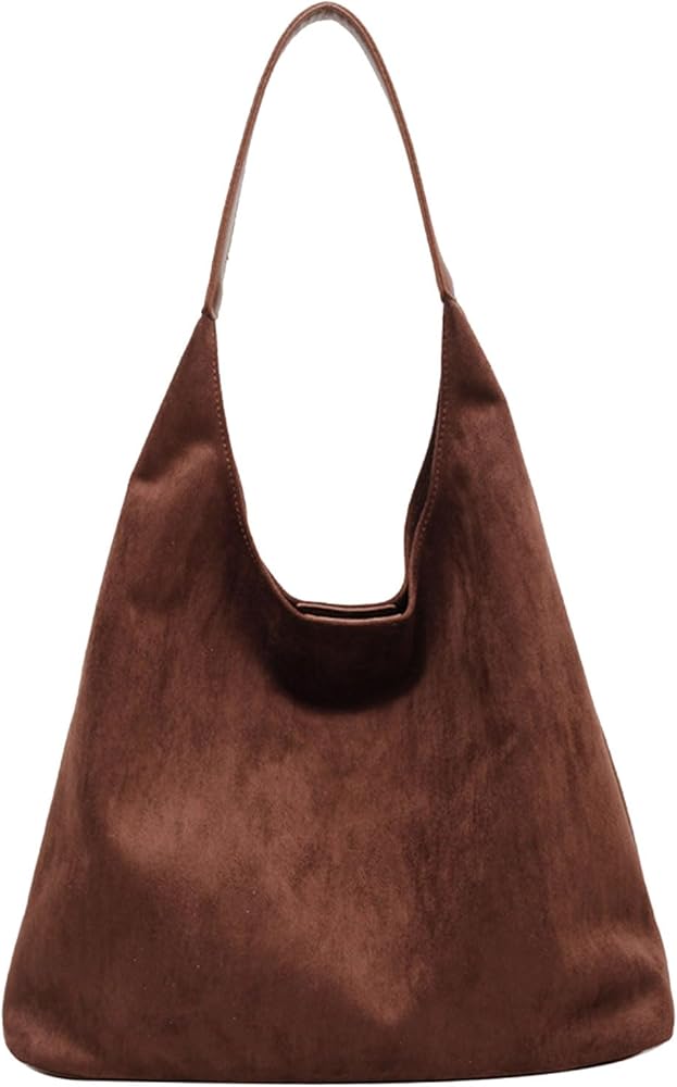 GWAWG Bolso grande de ante para mujer bolso de la compra, bolso de la compra bolso hobo bag vegano de piel slouchy bolso con asa bolso de hombro para mujer de piel vegana café