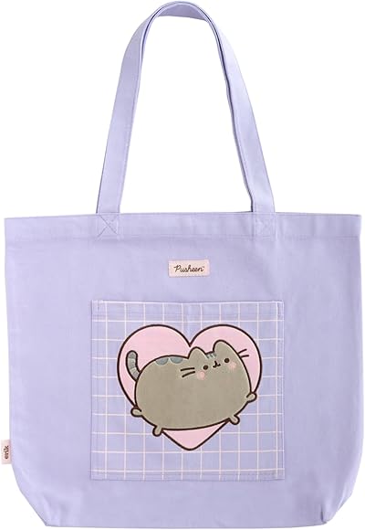 Grupo Erik Bolso tela Kawaii Pusheen - Tote bag tela lila asas cómodas | Bolsas de tela infantiles - Bolsos mujer grande 45x38 cm