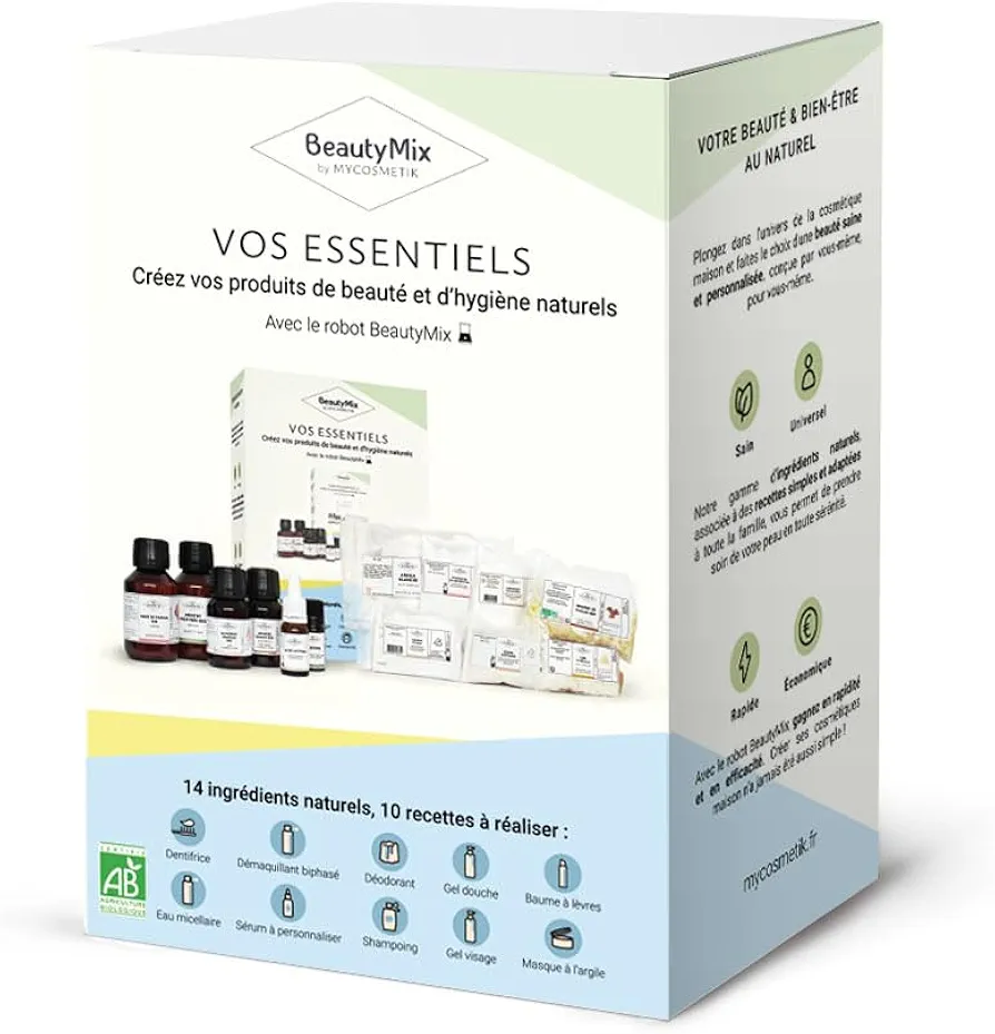 Kit "Tus Esenciales": Todos tus productos de higiene y cuidado corporal - Se crea con el Robot BeautyMix - Permite crear 5 recetas