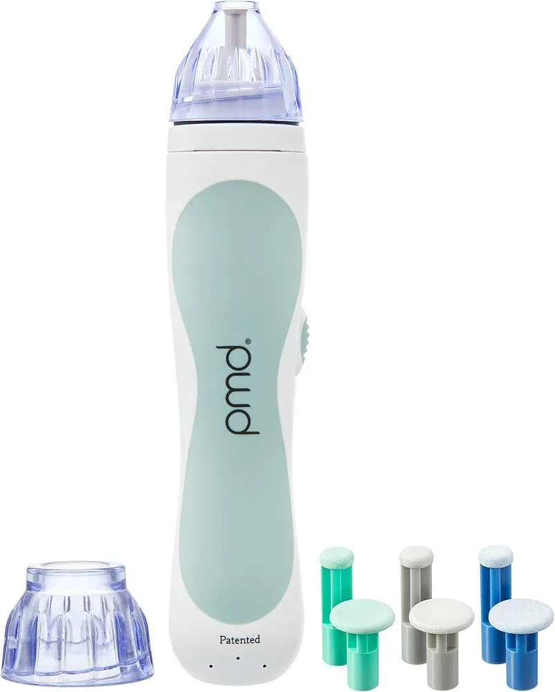 PMD Personal Microderm Classic - Máquina de microdermoabrasión casera con kit para rostro y cuerpo - Cristales exfoliantes y succión al vacío para lucir una piel fresca y radiante - Gris.