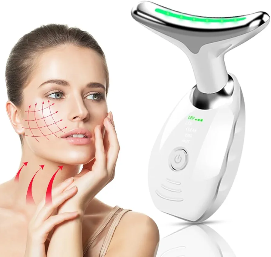 Jawline Trainer, masajeador facial de calor a 45 ℃, masajeador facial en V, masajeador facial, masajeador de cuello para antiarrugas y envejecimiento, eliminación de acné, cuidado facial, limpieza