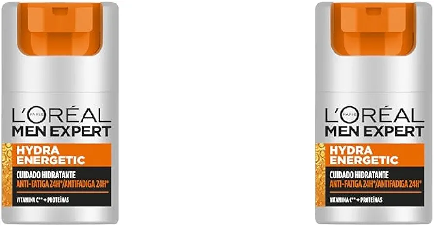 L'Oréal Men Expert Crema hidratante antifatiga para hombre, Crema Hydra Energetic para hombre con Vitamina C*, Combate la apariencia de ojeras e hidrata la piel - 50 ml (Paquete de 2)