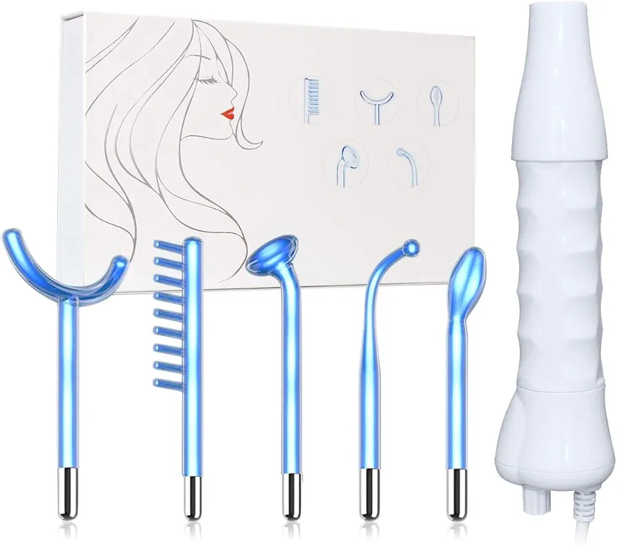 Máquina de electroterapia de alta frecuencia 5 unids, AOKO Máquina de electroterapia Herramientas de belleza Cuidado de la cara Cuello de argón de neón para fortalecer la piel, reducir las arrugas,