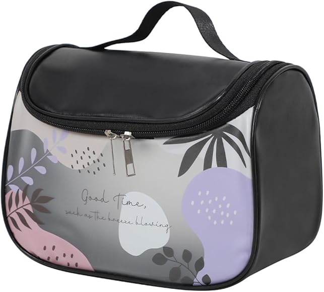 CAZSTYK Bolsa de maquillaje transparente esmerilada, bolsa de cosméticos impermeable con bolsa de maquillaje de viaje para el hogar para el cuidado personal, Black