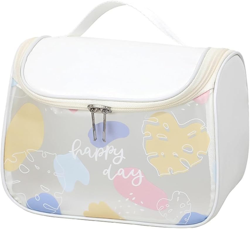 CAZSTYK Bolsa de maquillaje transparente esmerilada, bolsa de cosméticos impermeable con bolsa de maquillaje de viaje para el hogar para el cuidado personal, White