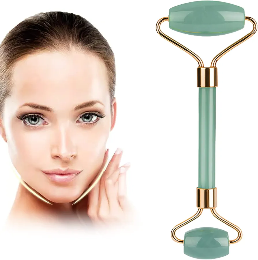 Rodillo masajeador facial, rodillo de jade para cara, ojos y cuello, rodillo de belleza facial, herramientas de cuidado de la piel, rodillo facial de belleza, herramienta de masaje de cuidado personal