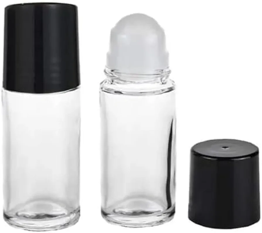 2 botellas de aceite esencial vacías de vidrio transparente negro, frascos rellenables, botellas enrollables con embudo, fáciles de usar y almacenar, cómodas de llevar, belleza y cuidado personal (30