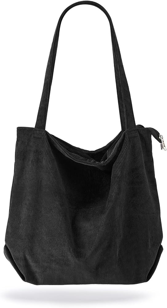 flintronic Bolsa Hombro de Pana Mujer, Bolso Bandolera para Mujer, Gran Bolso de Hombro Mujer, Bolsas de Mano Ecológicas, con Cremallera y Bolsillo Interiorpara Compras, Viajes Trabajo Escuela