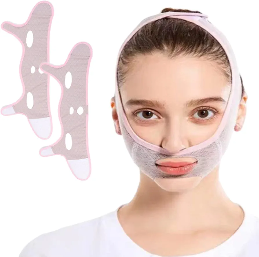 Beauty Face Sculpting Sleep Mask,V-Line Shaping Face Masks, Face Tighting Chin Mask,Belleza y cuidado personal (2pcs)