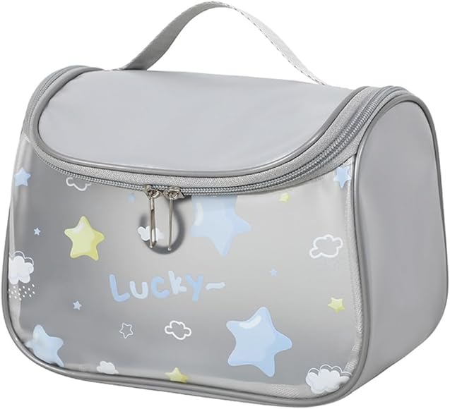 CAZSTYK Bolsa de maquillaje transparente esmerilada, bolsa de cosméticos impermeable con bolsa de maquillaje de viaje para el hogar para el cuidado personal, Gray