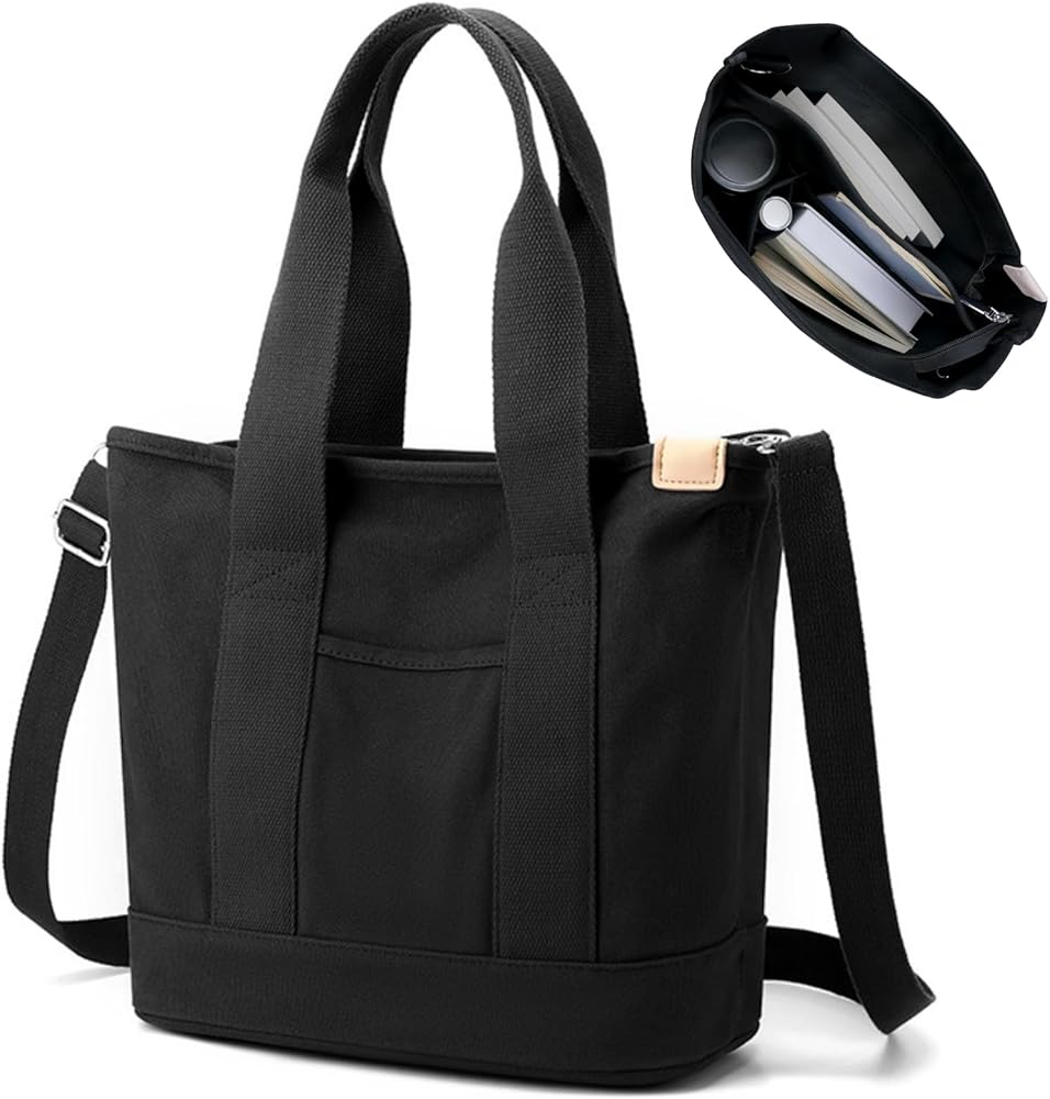 Aucuu Bolso de Lona con Bolsillos para Mujer, Bolso Bandolera Mujer Bolso, Gran Capacidad Bandolera Casual con correa ajustable, para Compras, Viajes de Trabajo