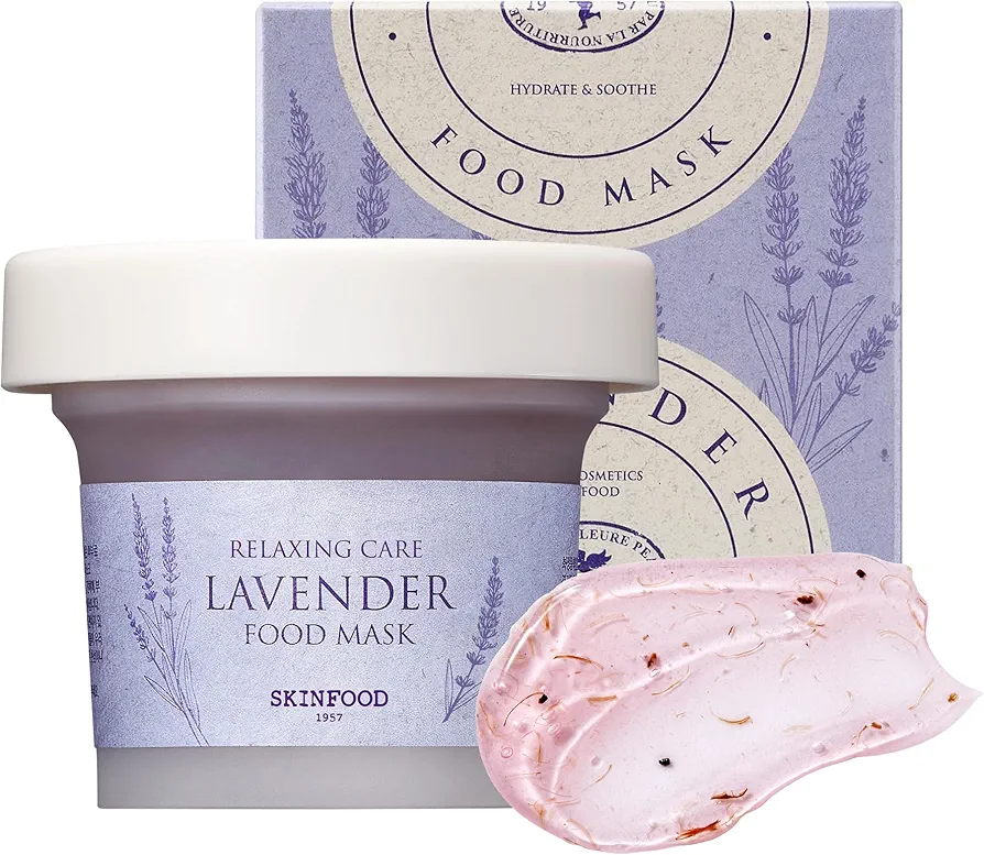 SKIN FOOD lavender food máscara 120g (4.23 oz.) de - pantenol contiene hidratante y gel refrescante de eliminación por lavado máscara para la piel sensible, natural de lavanda theraphy