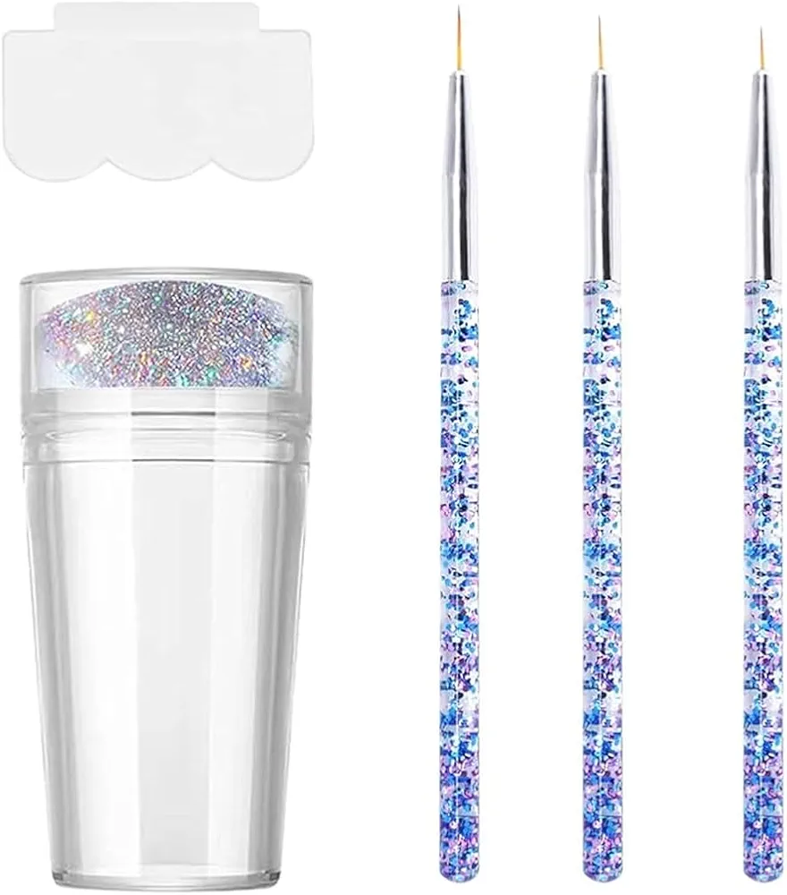 KGDUYC 1set Manicura francesa - Sello de uñas transparente Cepillo de uñas de gel, sello de uñas Sello de uñas con almohadilla de tinta para accesorios de diseño de uñas